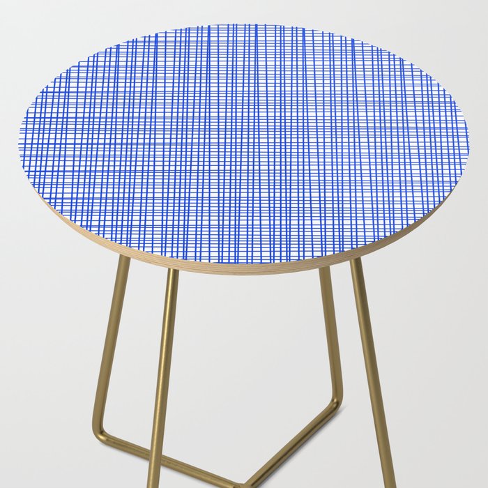 Royal Blue Fine Weave Mid Century Modern Minimalist Woven Line Pattern with White Side Table Gallery Image 2