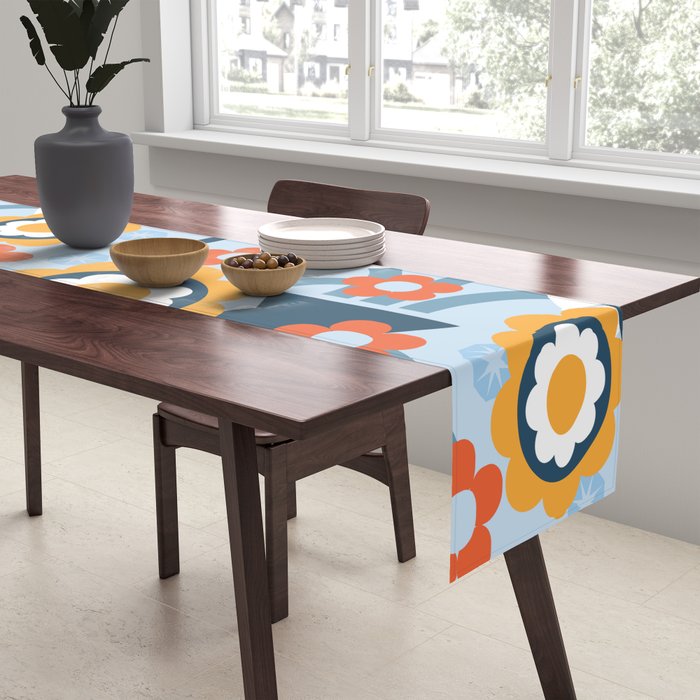 Geometrical flowers composition Table Runner Gallery Image 2