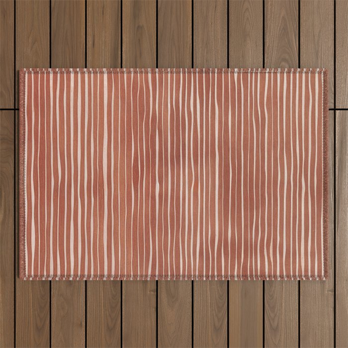 Nomad Terracotta Stripes Outdoor Rug Gallery Image 1