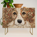 Klimt Dog with Curly Brown Hair Credenza Gallery Image 1