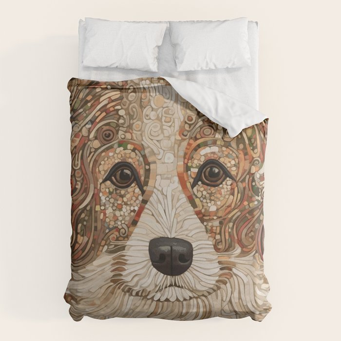 Klimt Dog with Curly Brown Hair Duvet Cover Gallery Image 1