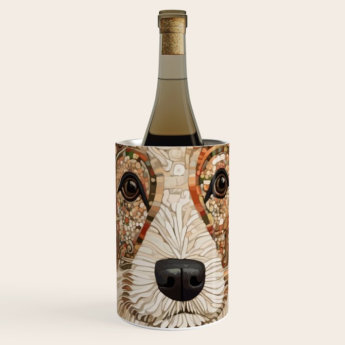 Klimt Dog with Curly Brown Hair Wine Chiller Gallery Image 1