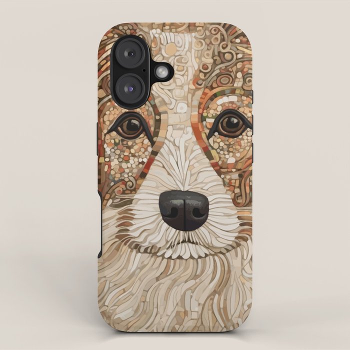 Klimt Dog with Curly Brown Hair iPhone Case Gallery Image 1