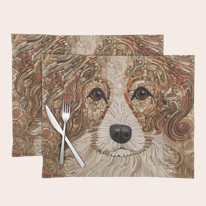 Klimt Dog with Curly Brown Hair Placemat Gallery Image 1