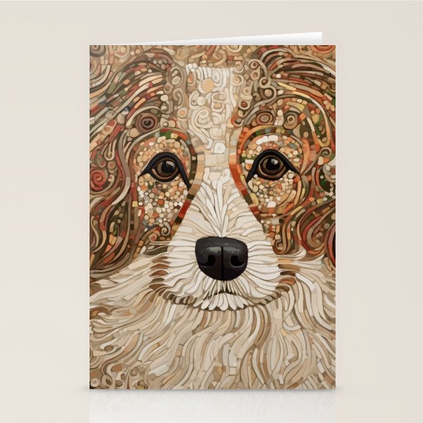 Klimt Dog with Curly Brown Hair Stationery Card Gallery Image 1