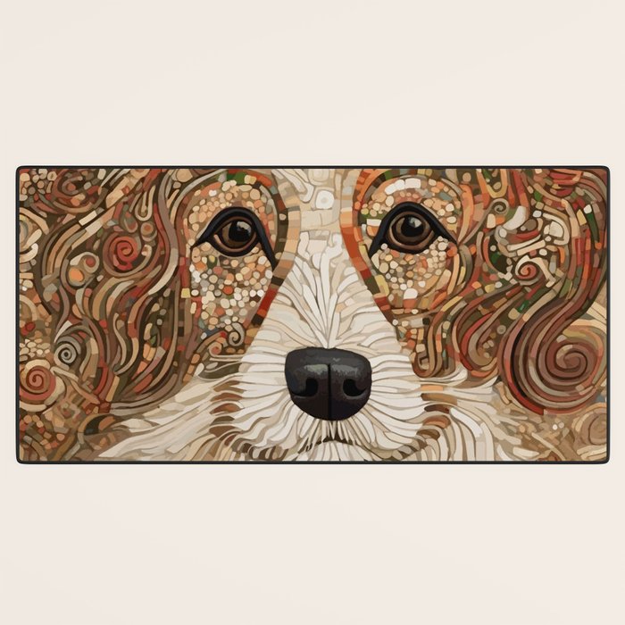 Klimt Dog with Curly Brown Hair Desk Mat Gallery Image 3