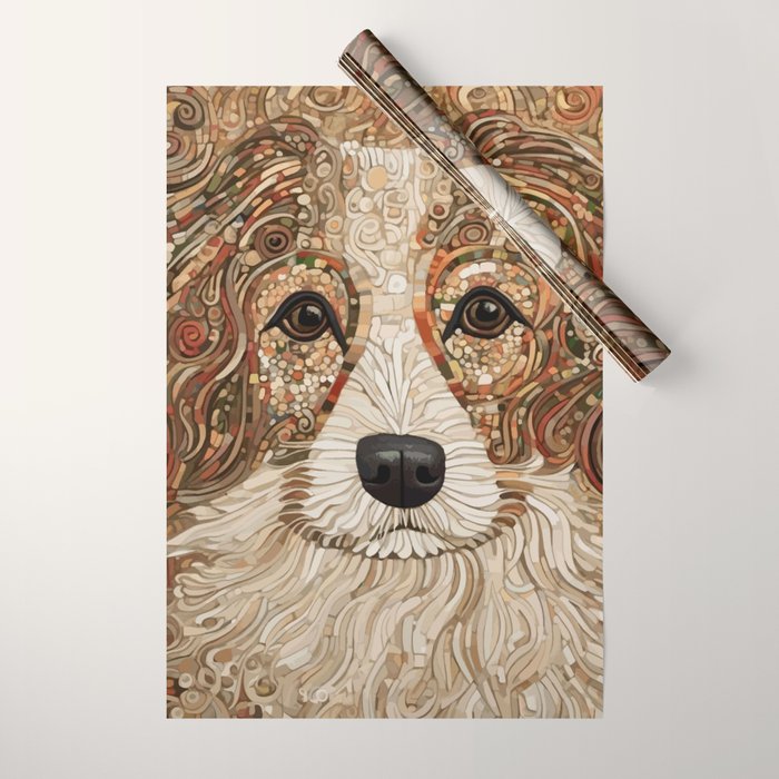 Klimt Dog with Curly Brown Hair Wrapping Paper Gallery Image 1