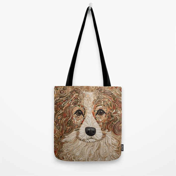 Klimt Dog with Curly Brown Hair Tote Bag Gallery Image 2