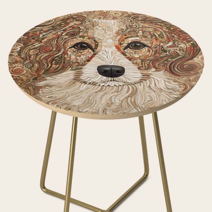 Klimt Dog with Curly Brown Hair Side Table Gallery Image 2