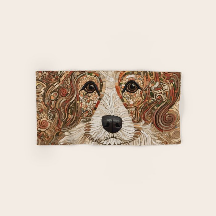 Klimt Dog with Curly Brown Hair Bath Towel Gallery Image 1