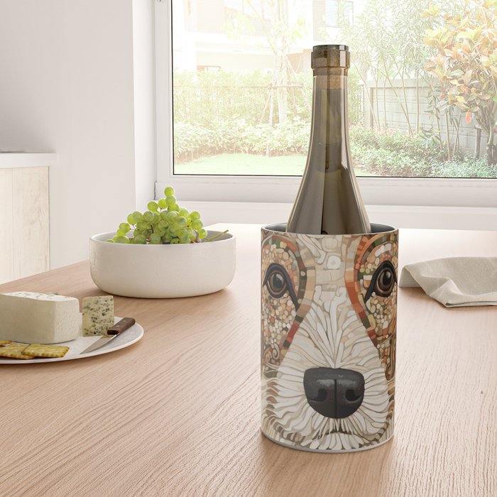 Klimt Dog with Curly Brown Hair Wine Chiller Gallery Image 4