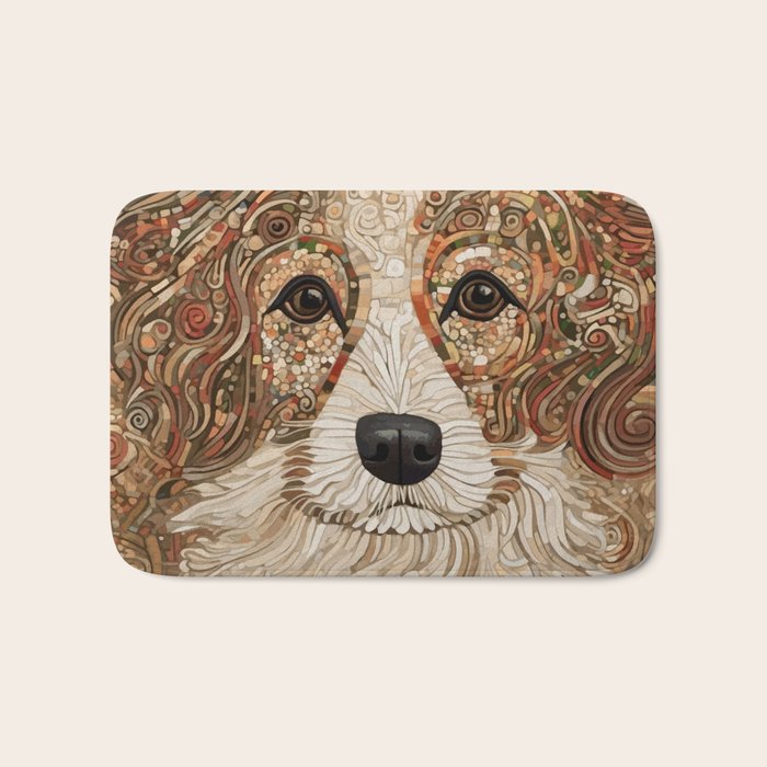 Klimt Dog with Curly Brown Hair Bath Mat Gallery Image 1