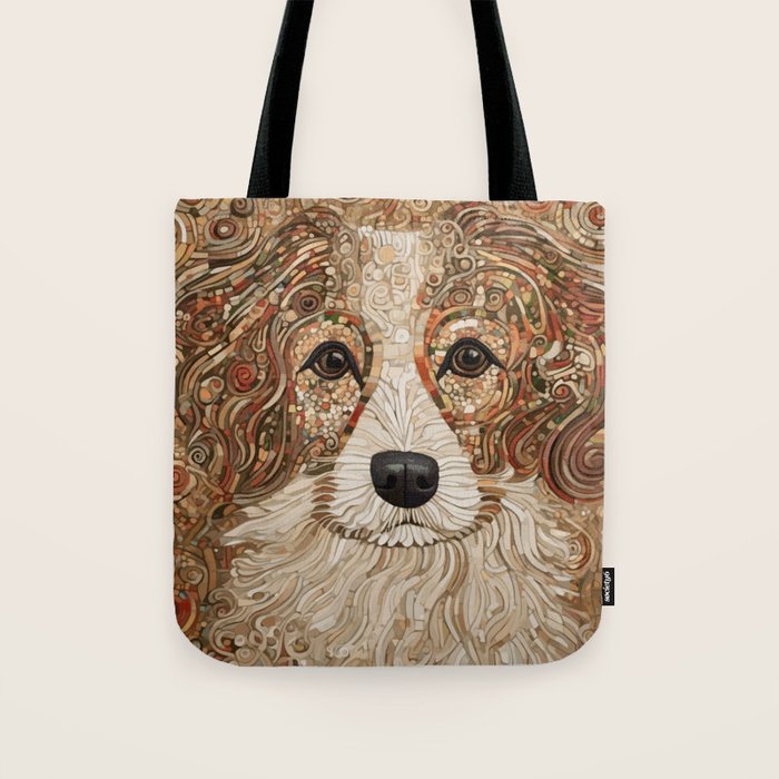 Klimt Dog with Curly Brown Hair Tote Bag Gallery Image 1