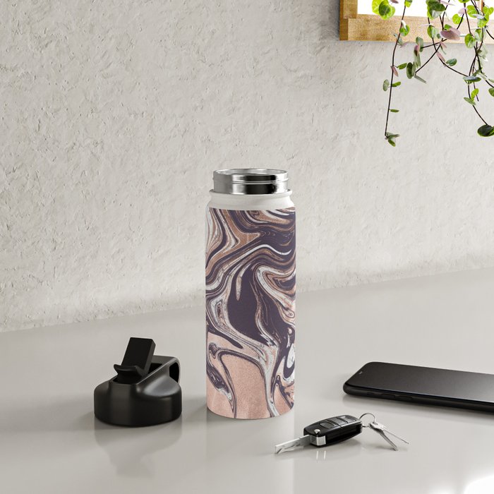 Liquid Rose Gold Violet and Marble Water Bottle Gallery Image 4