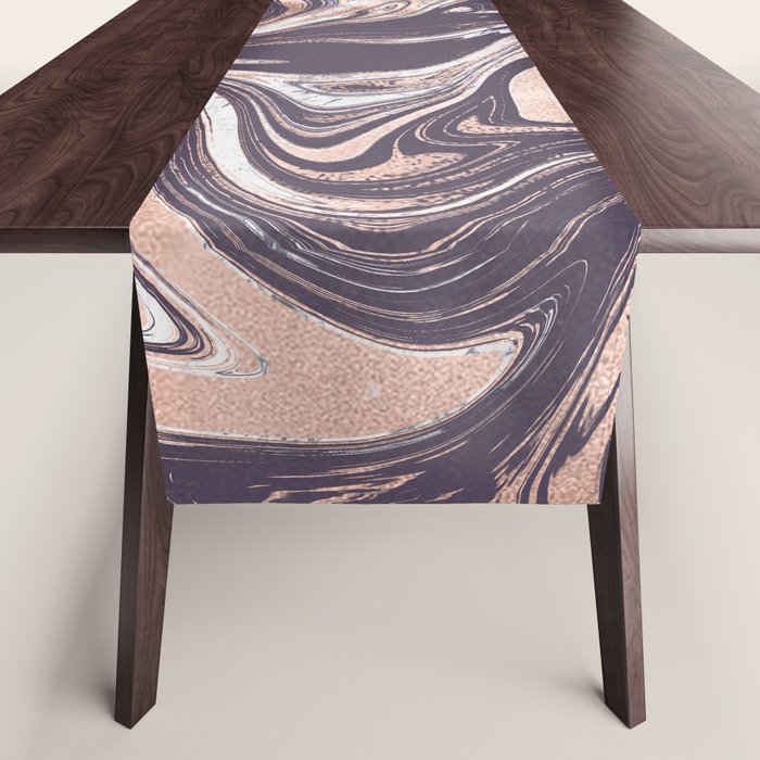 Liquid Rose Gold Violet and Marble Table Runner Gallery Image 1