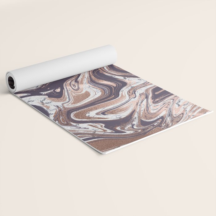 Liquid Rose Gold Violet and Marble Yoga Mat Gallery Image 2