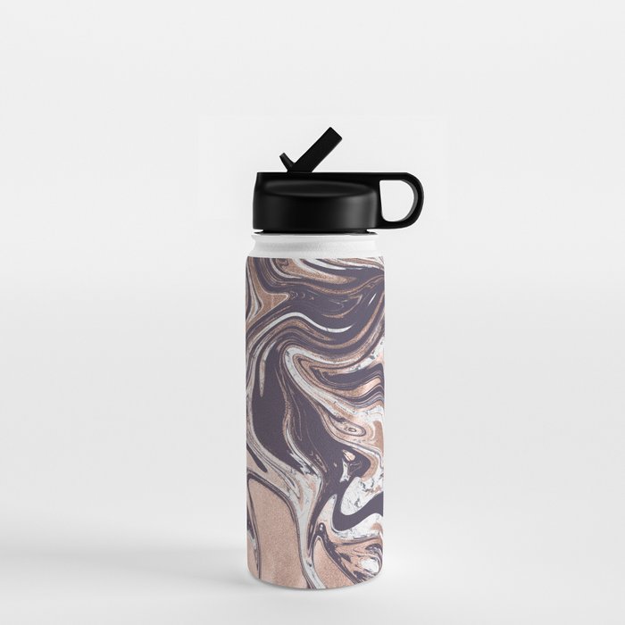 Liquid Rose Gold Violet and Marble Water Bottle Gallery Image 1