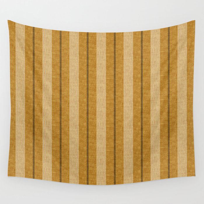 ivy stripes - mustard and black Wall Tapestry Gallery Image 1