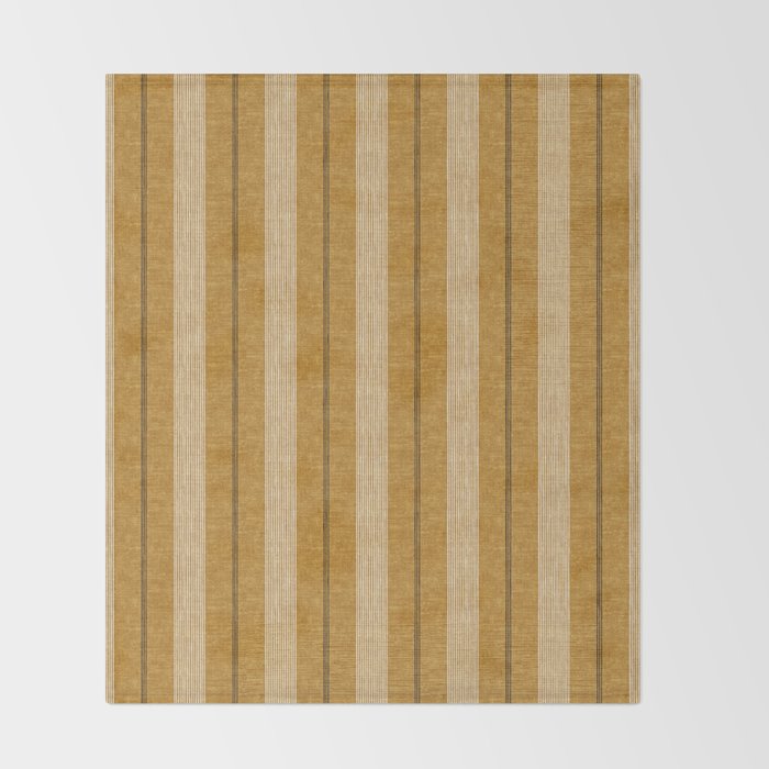 ivy stripes - mustard and black Throw Blanket Gallery Image 2