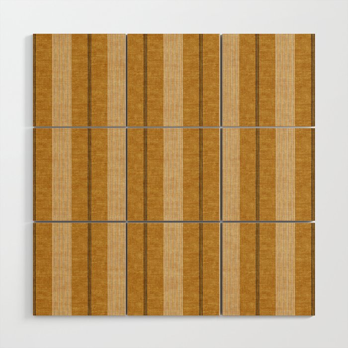 ivy stripes - mustard and black Wood Wall Art Gallery Image 1