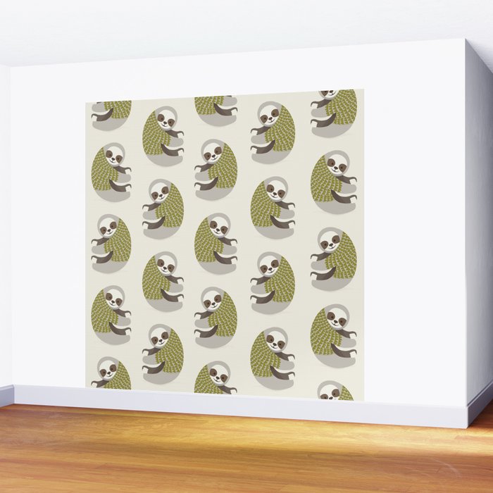 Whimsical Sloth Wall Mural Gallery Image 2