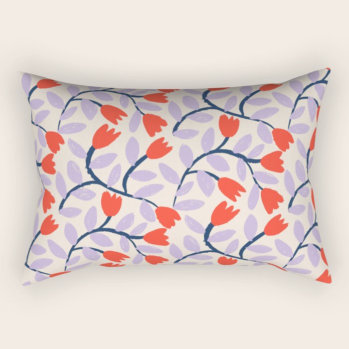 Simple Floral - Very Peri, Red, Blue Rectangular Pillow Gallery Image 1