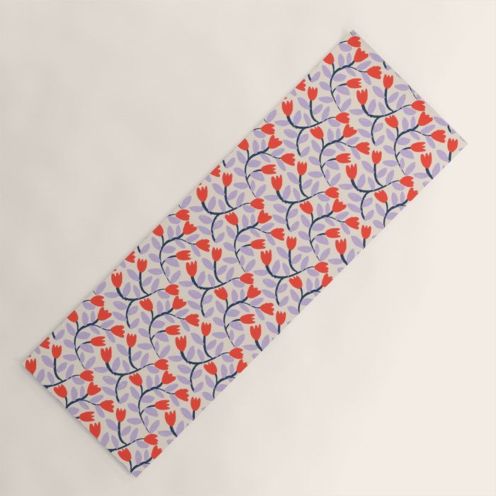 Simple Floral - Very Peri, Red, Blue Yoga Mat Gallery Image 1