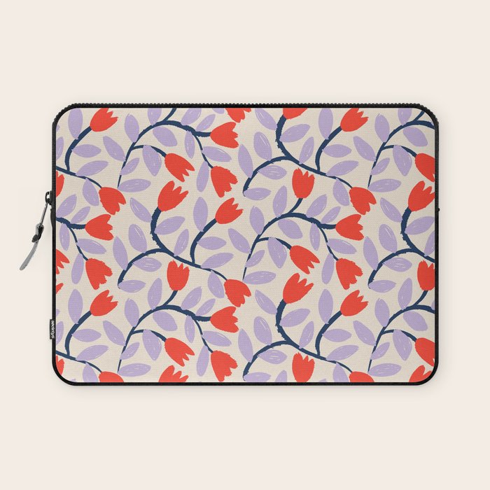 Simple Floral - Very Peri, Red, Blue Laptop Sleeve Gallery Image 1