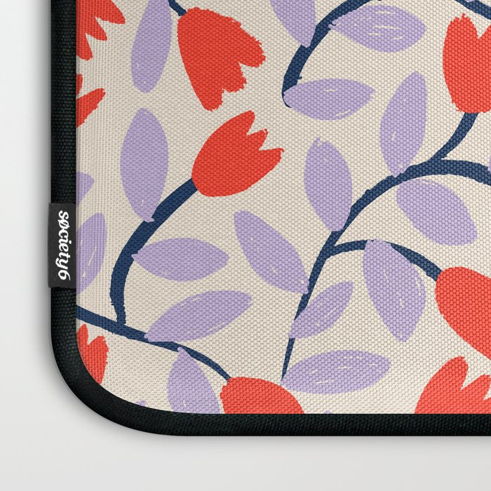Simple Floral - Very Peri, Red, Blue Laptop Sleeve Gallery Image 3