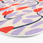 Simple Floral - Very Peri, Red, Blue Bath Mat Gallery Image 3