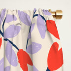 Simple Floral - Very Peri, Red, Blue Window Curtain Gallery Image 2