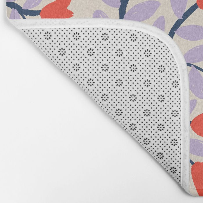 Simple Floral - Very Peri, Red, Blue Bath Mat Gallery Image 2