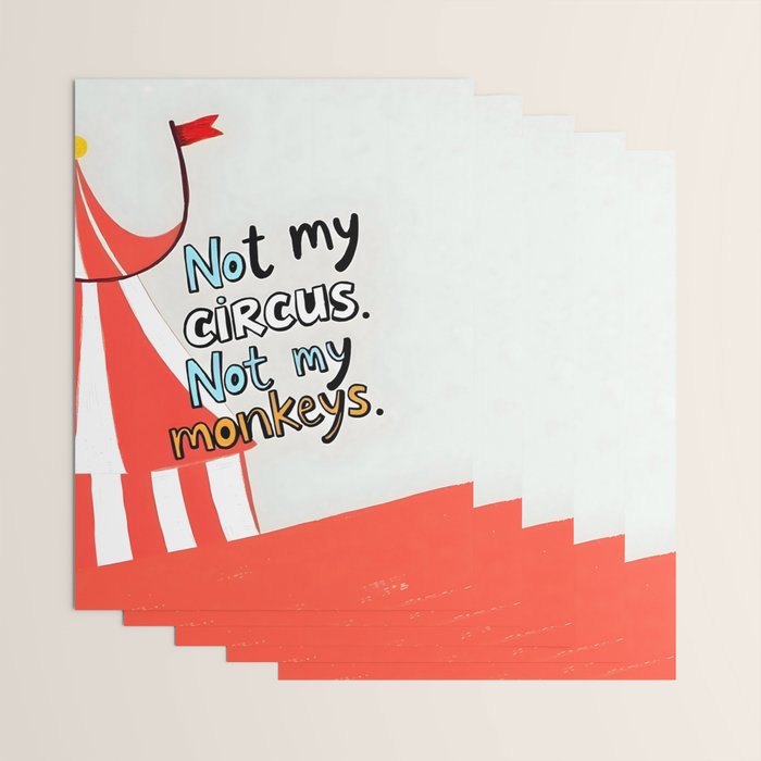 Not My Circus, Not My Monkeys V1, Funny Quote Typography Polish Saying, Phrase Fun Illustration Eclectic Boho, Contemporary Quirky Whimsical Cute Painting Wrapping Paper Gallery Image 3