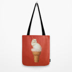 Cat Ice Cream - Red Tote Bag Gallery Image 2