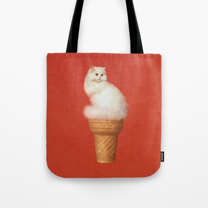 Cat Ice Cream - Red Tote Bag Gallery Image 1