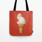 Cat Ice Cream - Red Tote Bag Gallery Image 1