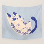 Purrcelin Cat Butt - Charming Delft Pottery Kitty Wall Tapestry Gallery Image 4