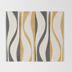 Mid Century Modern Retro Lounge Striped Ogee Pattern in Muted Mustard Gold, Charcoal Gray, and Cream Throw Blanket Gallery Image 2