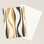 Mid Century Modern Retro Lounge Striped Ogee Pattern in Muted Mustard Gold, Charcoal Gray, and Cream Stationery Card Gallery Image 2