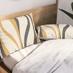 Mid Century Modern Retro Lounge Striped Ogee Pattern in Muted Mustard Gold, Charcoal Gray, and Cream Pillow Sham Gallery Image 2