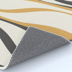 Mid Century Modern Retro Lounge Striped Ogee Pattern in Muted Mustard Gold, Charcoal Gray, and Cream Rug Gallery Image 4