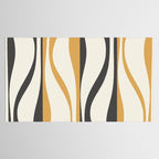 Mid Century Modern Retro Lounge Striped Ogee Pattern in Muted Mustard Gold, Charcoal Gray, and Cream Tablecloth Gallery Image 2
