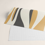 Mid Century Modern Retro Lounge Striped Ogee Pattern in Muted Mustard Gold, Charcoal Gray, and Cream Wrapping Paper Gallery Image 2