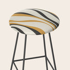 Mid Century Modern Retro Lounge Striped Ogee Pattern in Muted Mustard Gold, Charcoal Gray, and Cream Stool Gallery Image 2