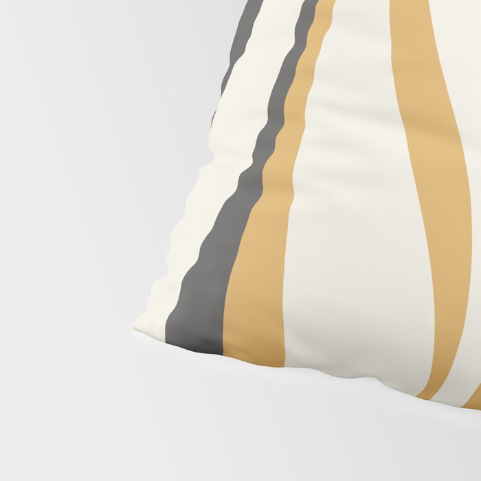 Mid Century Modern Retro Lounge Striped Ogee Pattern in Muted Mustard Gold, Charcoal Gray, and Cream Pillow Sham Gallery Image 4