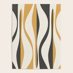 Mid Century Modern Retro Lounge Striped Ogee Pattern in Muted Mustard Gold, Charcoal Gray, and Cream Poster Gallery Image 4