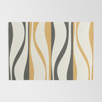 Mid Century Modern Retro Lounge Striped Ogee Pattern in Muted Mustard Gold, Charcoal Gray, and Cream Rug Gallery Image 2