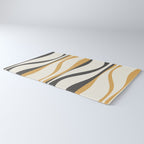 Mid Century Modern Retro Lounge Striped Ogee Pattern in Muted Mustard Gold, Charcoal Gray, and Cream Rug Gallery Image 3