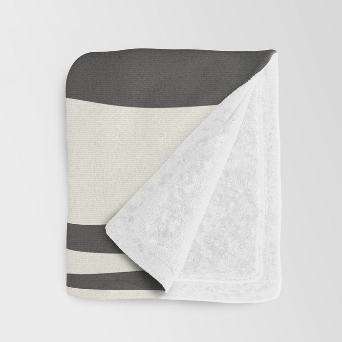 Mid Century Modern Retro Lounge Striped Ogee Pattern in Muted Mustard Gold, Charcoal Gray, and Cream Throw Blanket Gallery Image 3