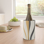 Mid Century Modern Retro Lounge Striped Ogee Pattern in Muted Mustard Gold, Charcoal Gray, and Cream Wine Chiller Gallery Image 4